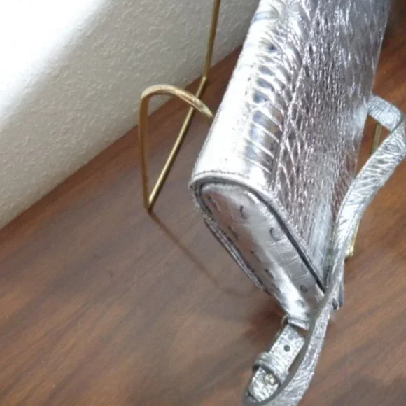 STUNNING Vintage Brahmin SILVER Melbourne Leather Shoulder Bag EXACT Clean LN - Picture 11 of 16